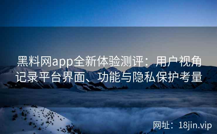 黑料网app全新体验测评:用户视角记录平台界面、功能与隐私保护考量 黑料网app全新体验测评:用户视角记录平台界面、功能与隐私保护考量